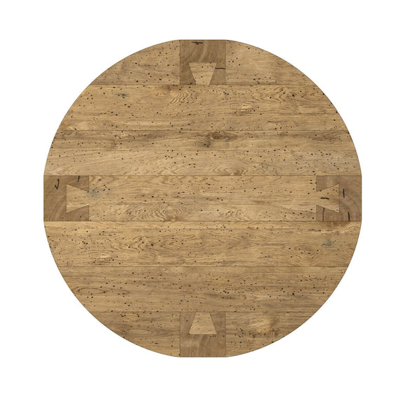 Abaso Round Coffee Table - Rustic Wormwood Oak