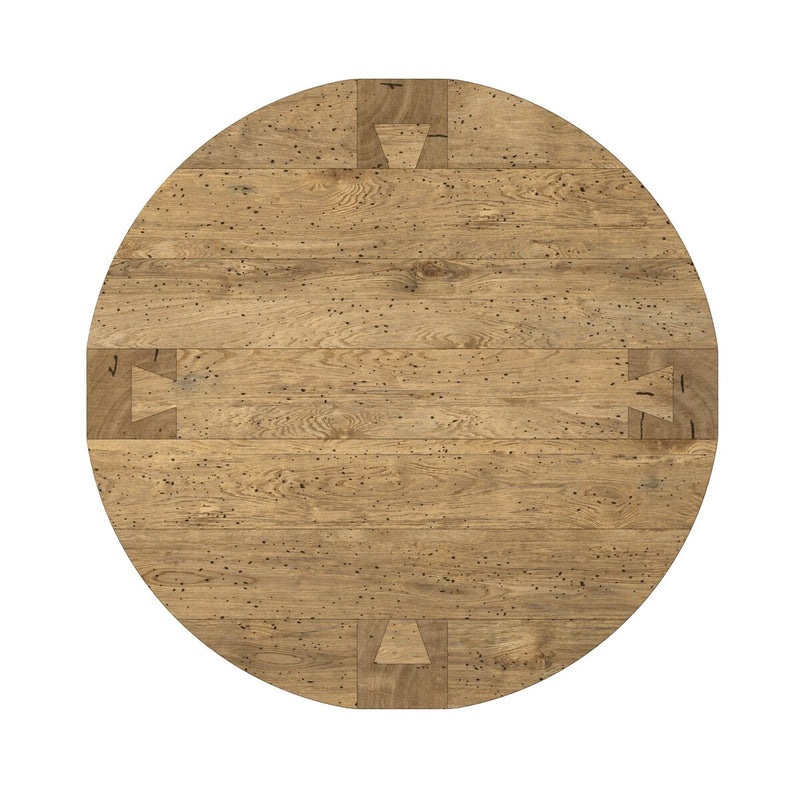 Abaso Round Coffee Table - Rustic Wormwood Oak