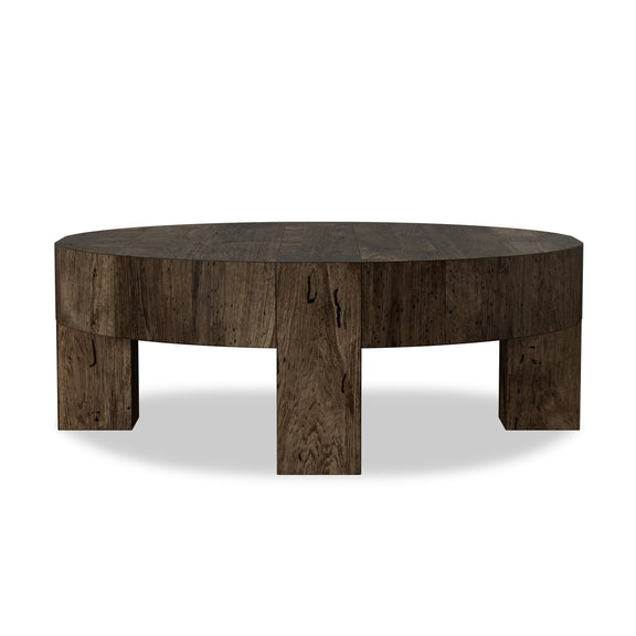 Abaso Round Coffee Table - Ebony Rustic Wormwood Oak