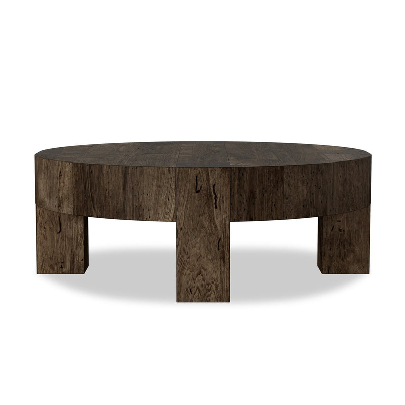 Abaso Round Coffee Table - Ebony Rustic Wormwood Oak