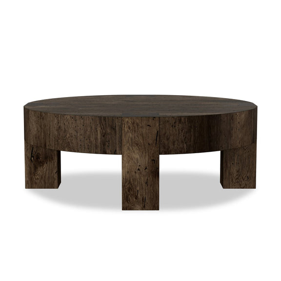 Abaso Round Coffee Table - Ebony Rustic Wormwood Oak