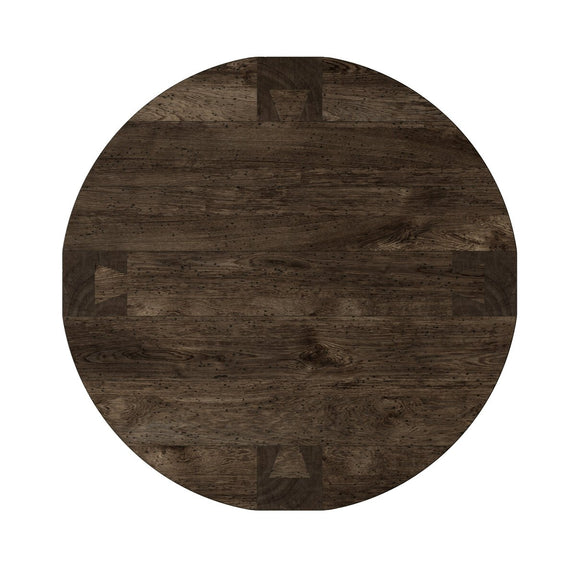 Abaso Round Coffee Table - Ebony Rustic Wormwood Oak