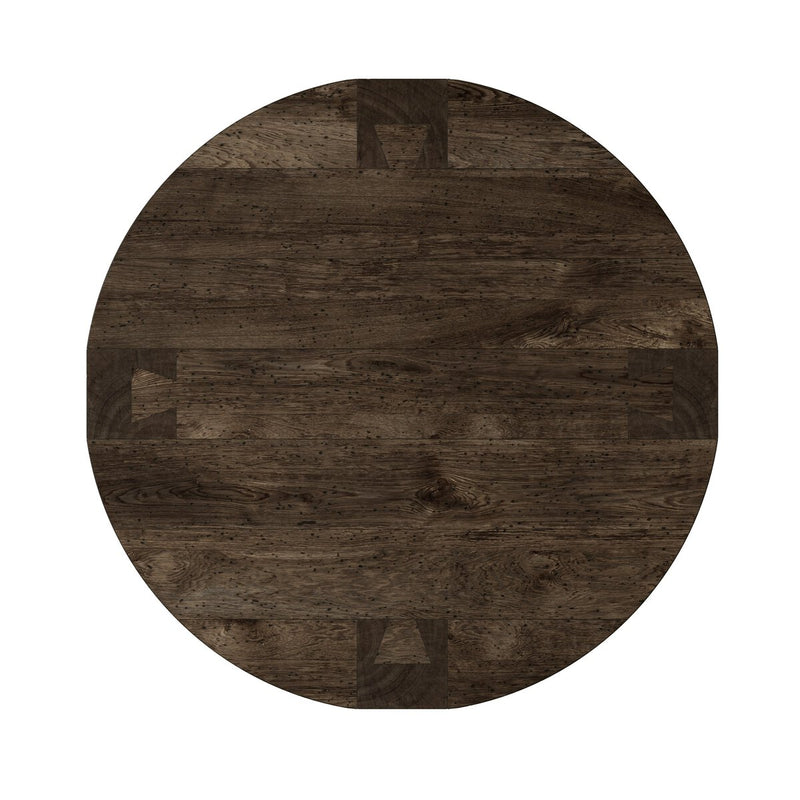 Abaso Round Coffee Table - Ebony Rustic Wormwood Oak
