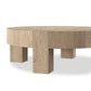 Abaso Round Coffee Table - Whitewash Rustic Wormwood Oak