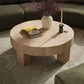 Abaso Round Coffee Table - Whitewash Rustic Wormwood Oak