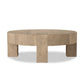 Abaso Round Coffee Table - Whitewash Rustic Wormwood Oak