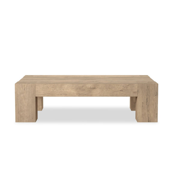 Abaso Rectangular Coffee Table - Whitewash Rustic Wormwood Oak