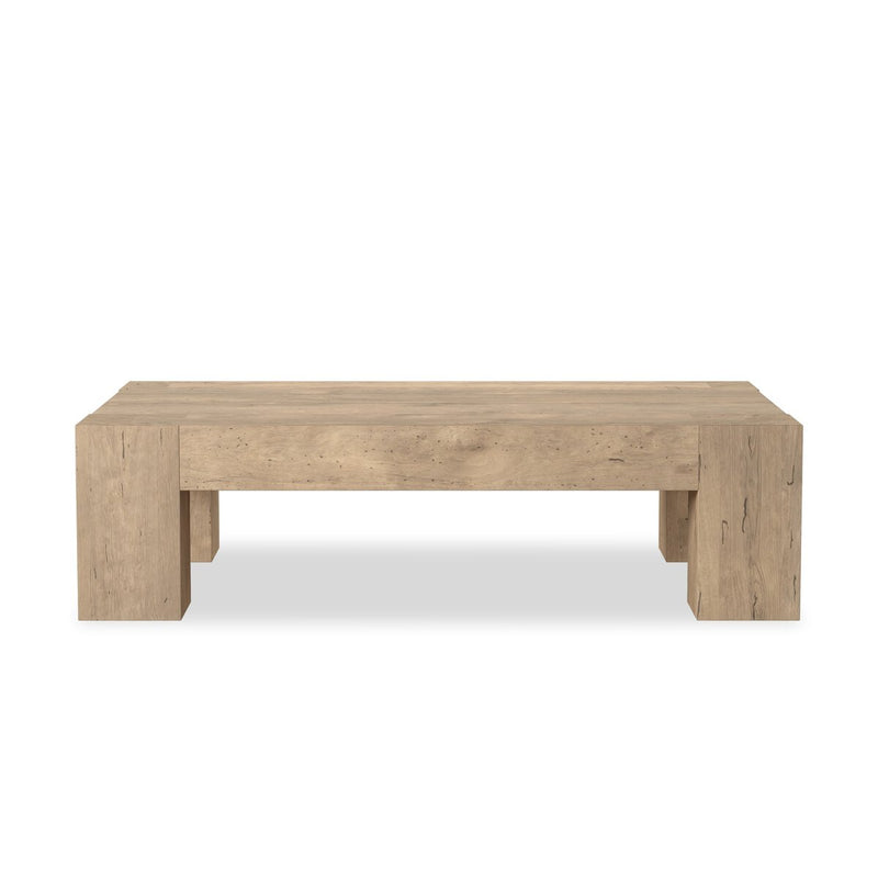 Abaso Rectangular Coffee Table - Whitewash Rustic Wormwood Oak