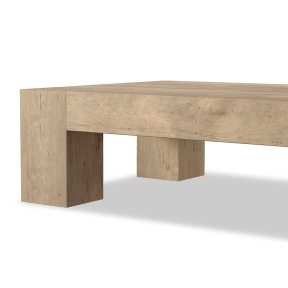 Abaso Rectangular Coffee Table - Whitewash Rustic Wormwood Oak