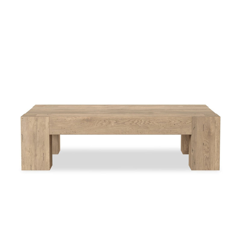 Abaso Rectangular Coffee Table - Whitewash Rustic Wormwood Oak