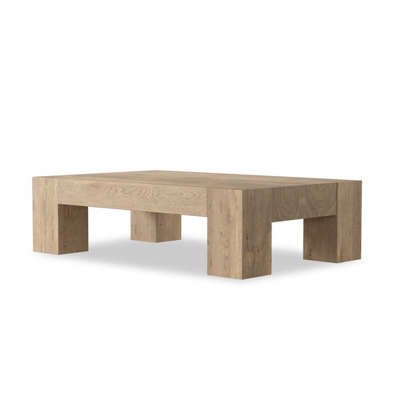 Abaso Rectangular Coffee Table - Whitewash Rustic Wormwood Oak