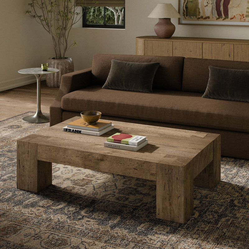 Abaso Rectangular Coffee Table - Rustic Wormwood Oak