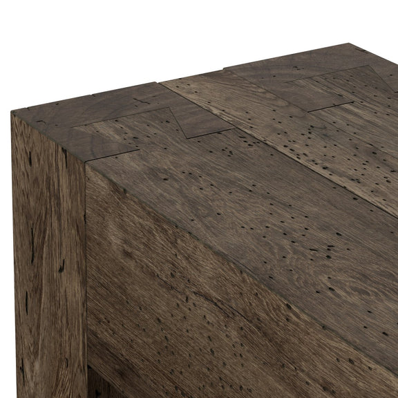 Abaso Console Table - Ebony Rustic Wormwood Oak