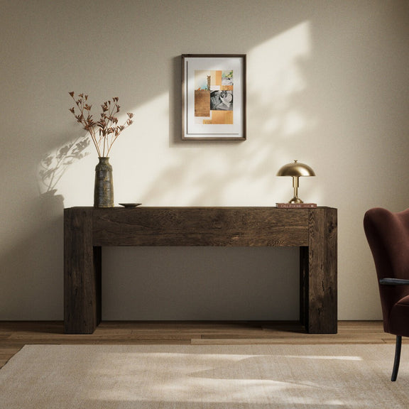 Abaso Console Table - Ebony Rustic Wormwood Oak