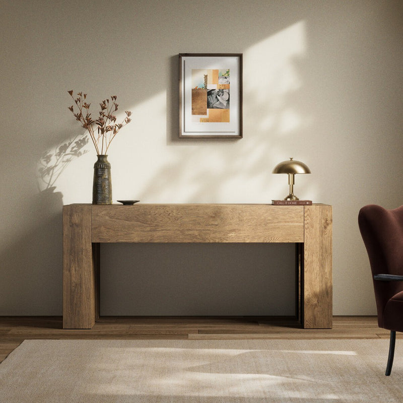 Abaso Console Table - Rustic Wormwood Oak