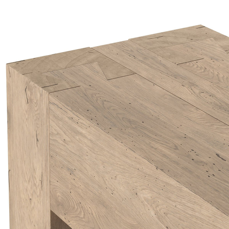 Abaso Console Table - Whitewash Rustic Wormwood Oak
