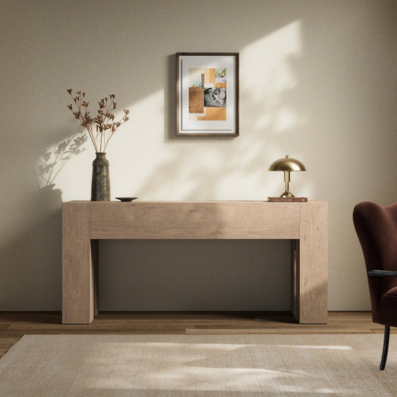 Abaso Console Table - Whitewash Rustic Wormwood Oak