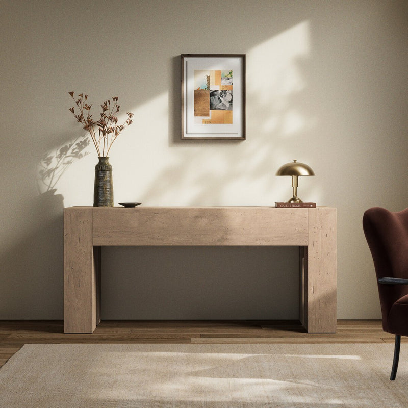 Abaso Console Table - Whitewash Rustic Wormwood Oak