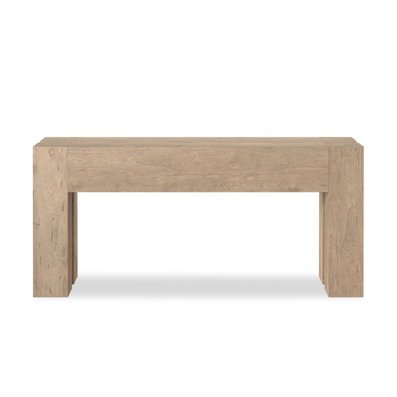 Abaso Console Table - Whitewash Rustic Wormwood Oak