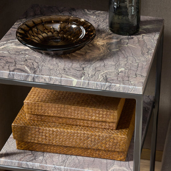 Piet Marble Nightstand - Smoke Plum Marble
