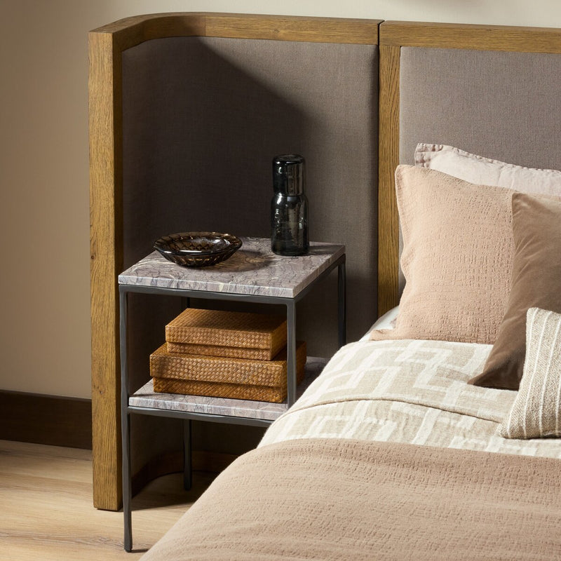 Piet Marble Nightstand - Smoke Plum Marble