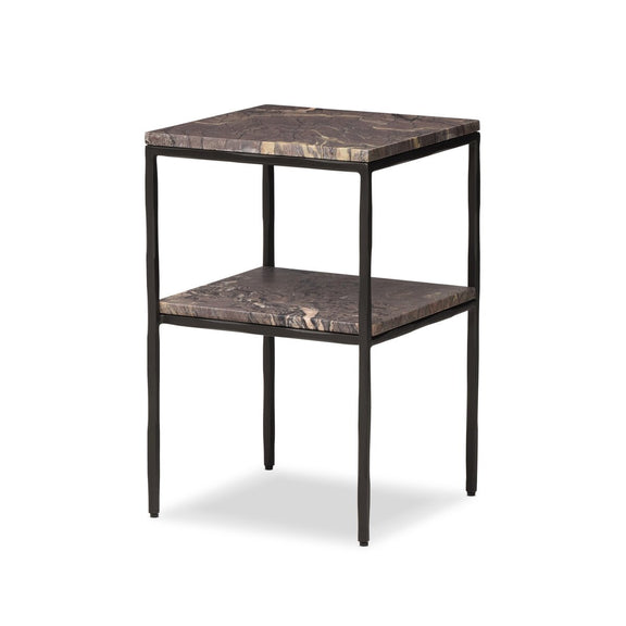 Piet Marble Nightstand - Smoke Plum Marble