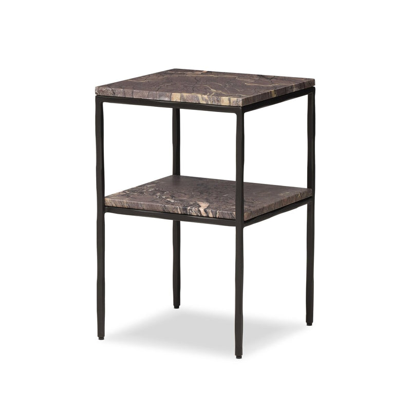 Piet Marble Nightstand - Smoke Plum Marble