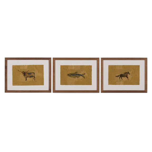 Animal Sketch Triptych by Lauren Fuhr - 48"X12"
