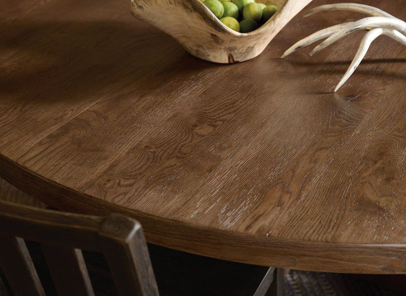 Driftwood 72in Round Dining Table - Worn Saddle
