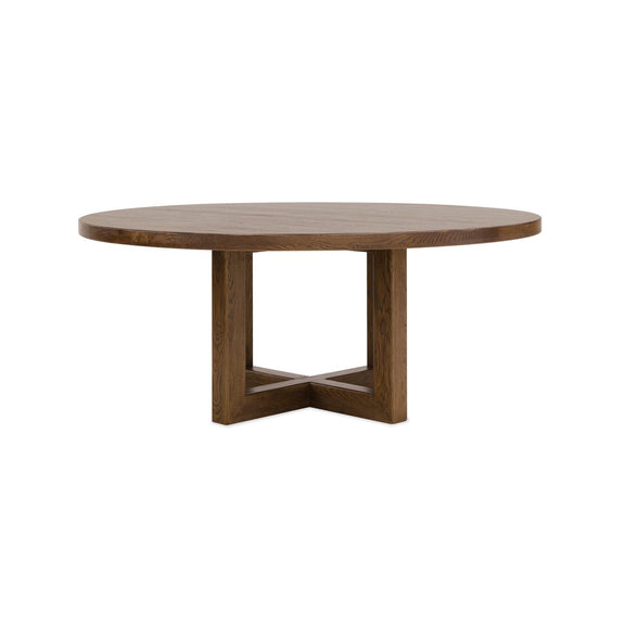 Driftwood 72in Round Dining Table - Worn Saddle
