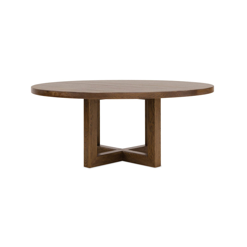 Driftwood 72in Round Dining Table - Worn Saddle