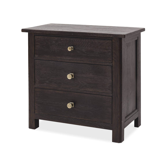 Driftwood Three-Drawer Nightstand - Burnt Timber