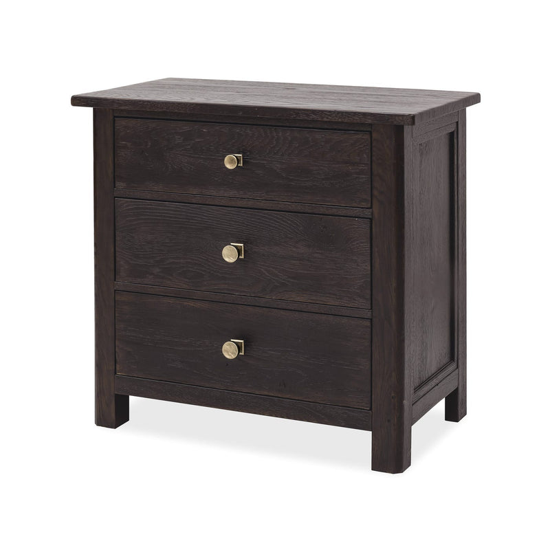 Driftwood Three-Drawer Nightstand - Burnt Timber
