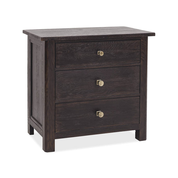 Driftwood Three-Drawer Nightstand - Burnt Timber