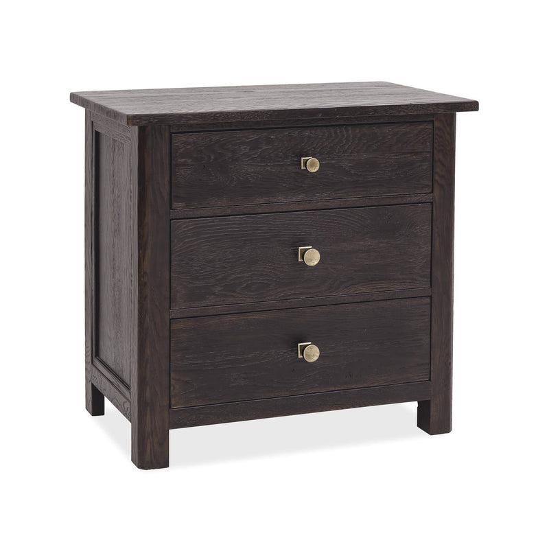 Driftwood Three-Drawer Nightstand - Burnt Timber