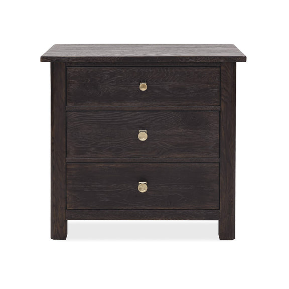 Driftwood Three-Drawer Nightstand - Burnt Timber