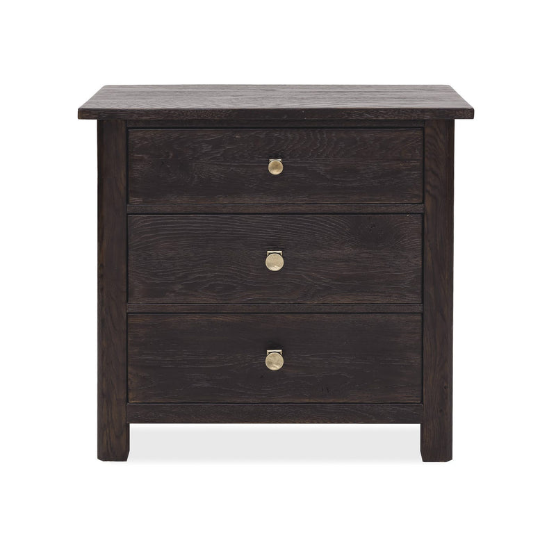 Driftwood Three-Drawer Nightstand - Burnt Timber
