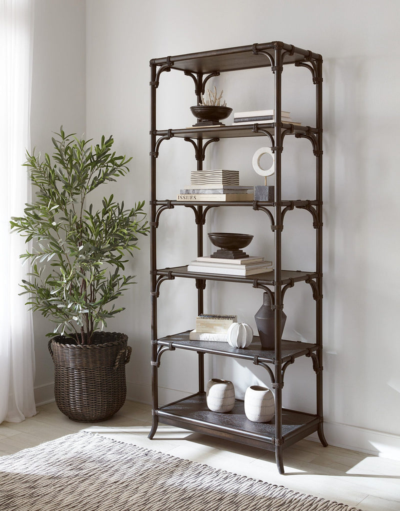 Retreat Pole Rattan Bookcase - Black Sand