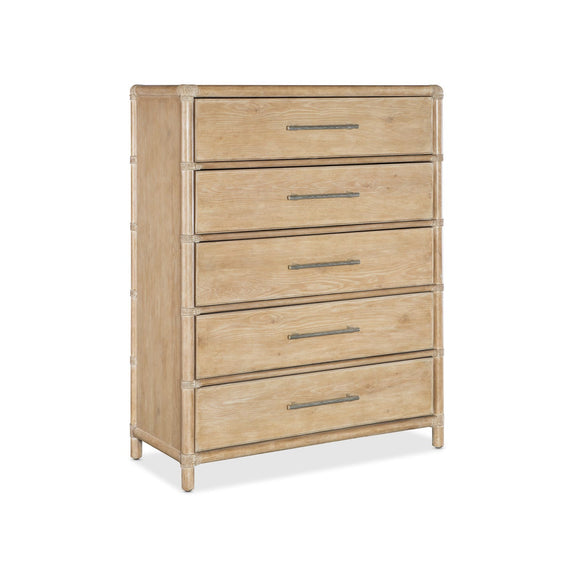 Retreat Pole Rattan Five-Drawer Chest - Dune