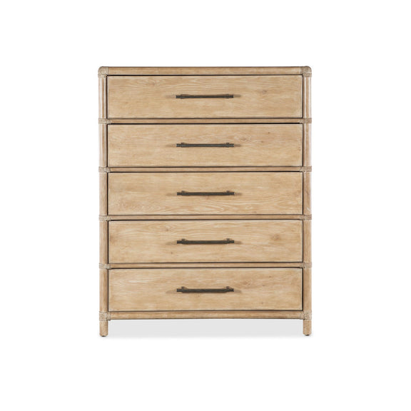 Retreat Pole Rattan Five-Drawer Chest - Dune