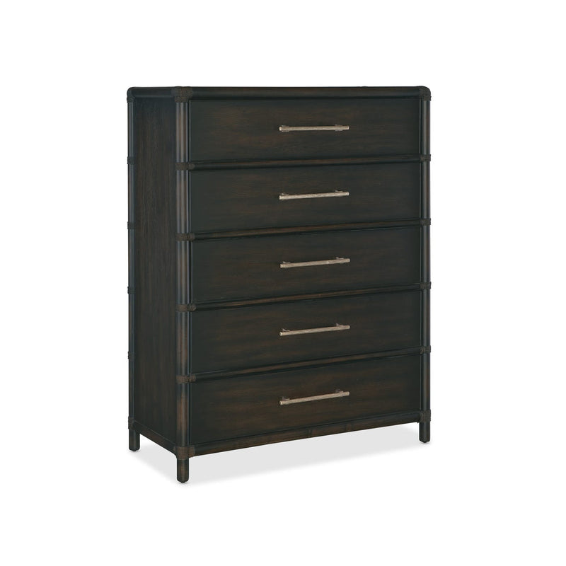 Retreat Pole Rattan Five-Drawer Chest - Black Sand