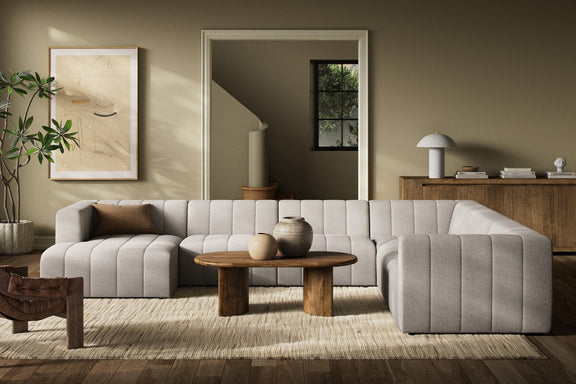 Langham Channeled 6-Piece Chaise Sectional - Napa Sandstone