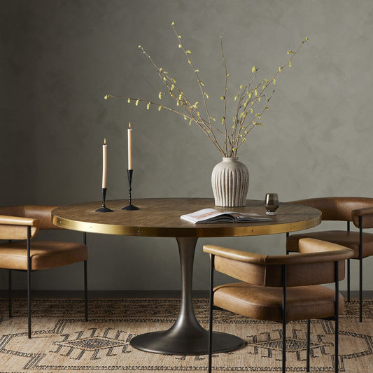 Evans Round Dining Table - Reclaimed Burnt Oak