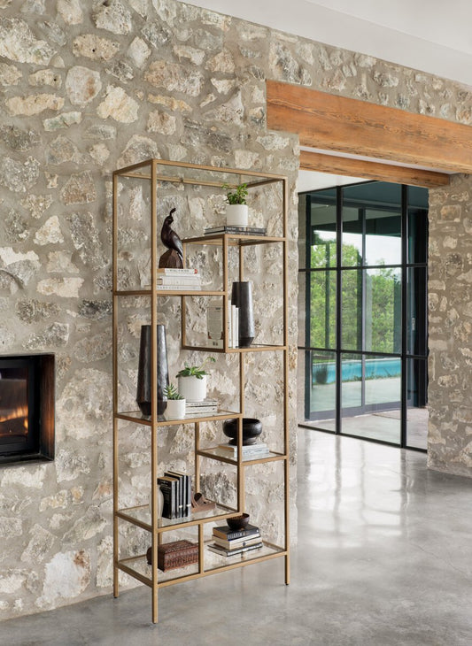 Helena Brass Bookcase - Worn Brass
