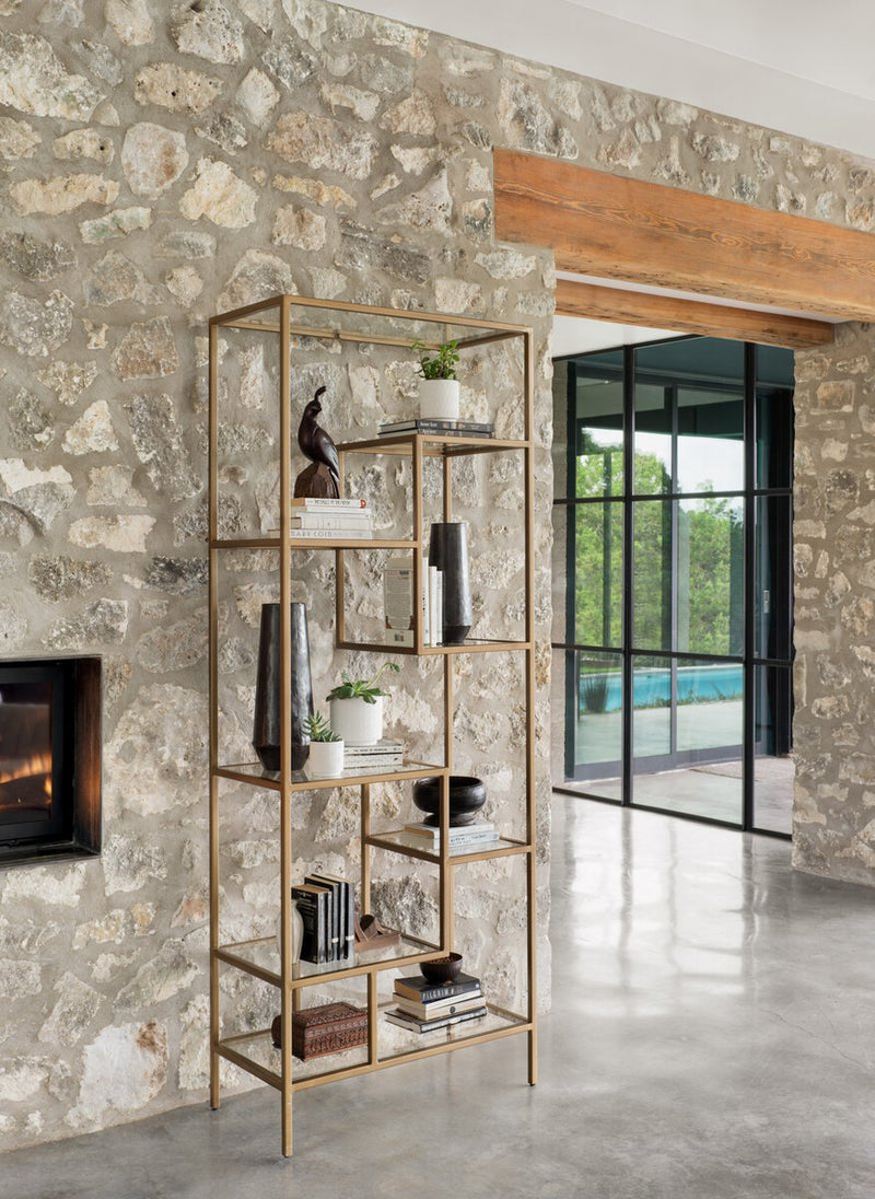 Helena Brass Bookcase - Worn Brass