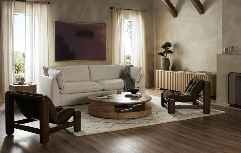 Ramos Media Console - Bleached Oak Veneer