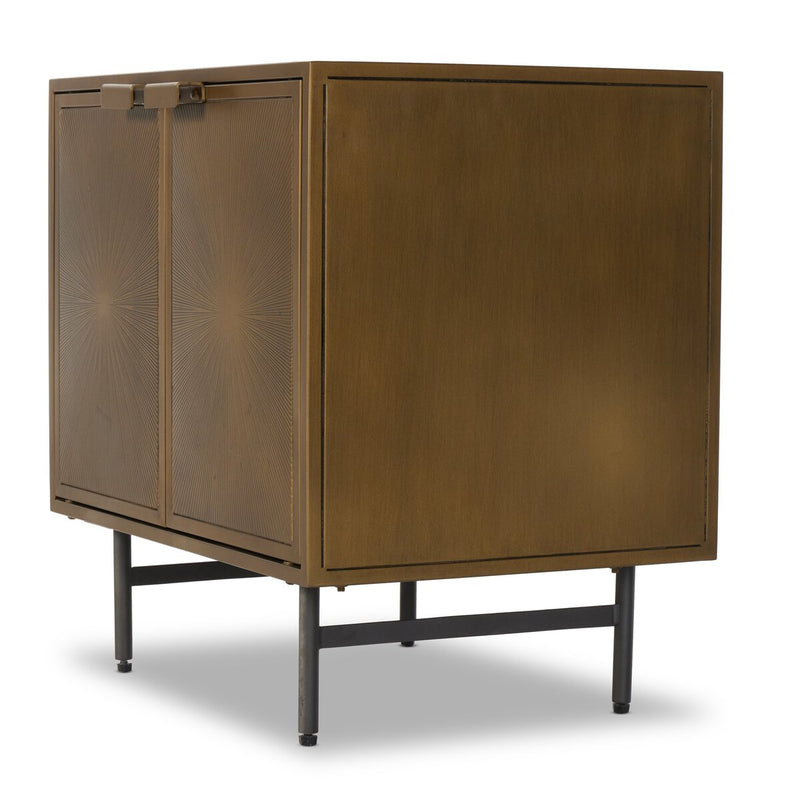 Sunburst Cabinet Nightstand - Aged Brass Pc