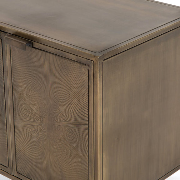 Sunburst Cabinet Nightstand - Aged Brass Pc