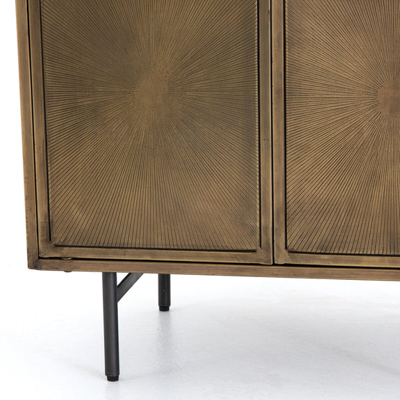 Sunburst Cabinet Nightstand - Aged Brass Pc