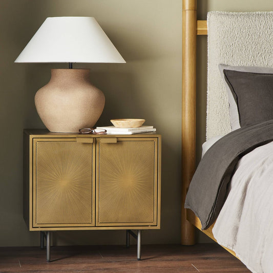 Sunburst Cabinet Nightstand - Aged Brass Pc